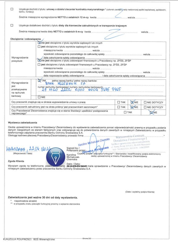 Zaświadczenie o Zatrudnieniu i Zarobkach