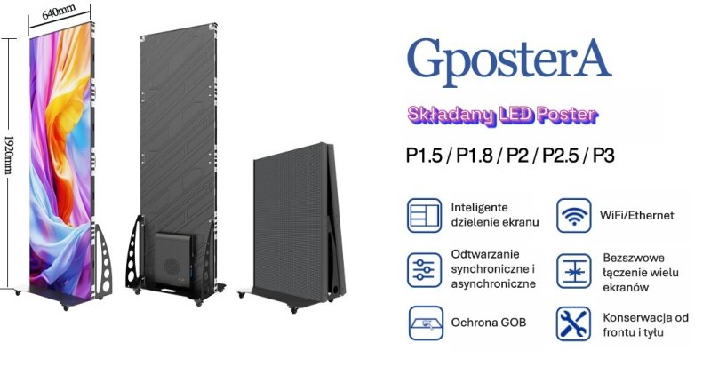 Ekran LED składany wynajem: P1.8, P2, P2.5, P3