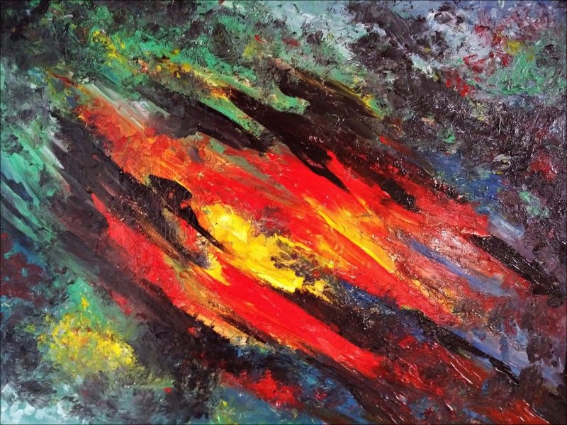Obraz Abstrakcyjny sprzedam - olej na płótnie 80cm x 60cm - 01