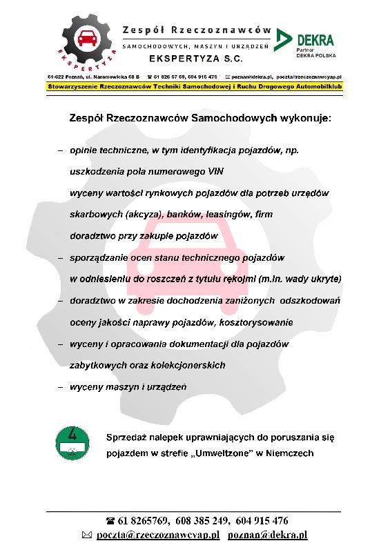 Uprawniony Rzeczoznawca samochodowy - 01