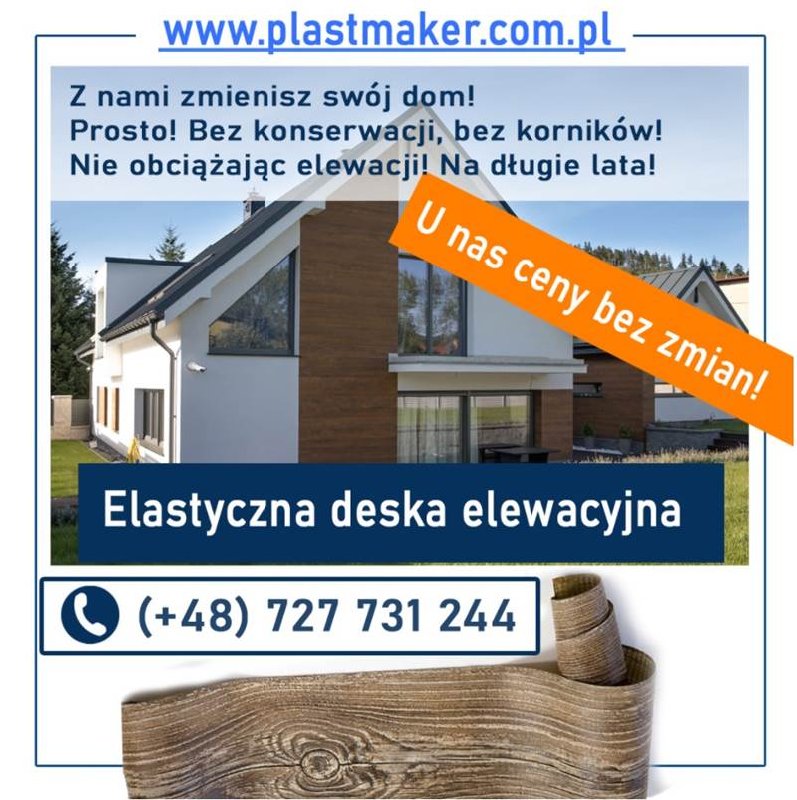 Elastyczne deski elewacyjne PlasterTynk, imitacja drewna