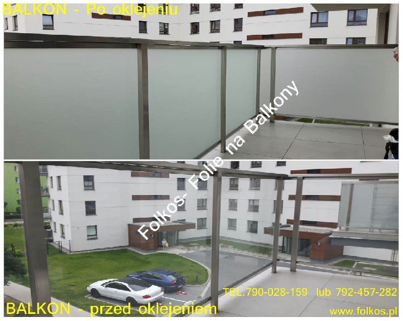 Folie matowe na balkon Folkos,folie Lazurowa, Batalionów Chłopskich - 01