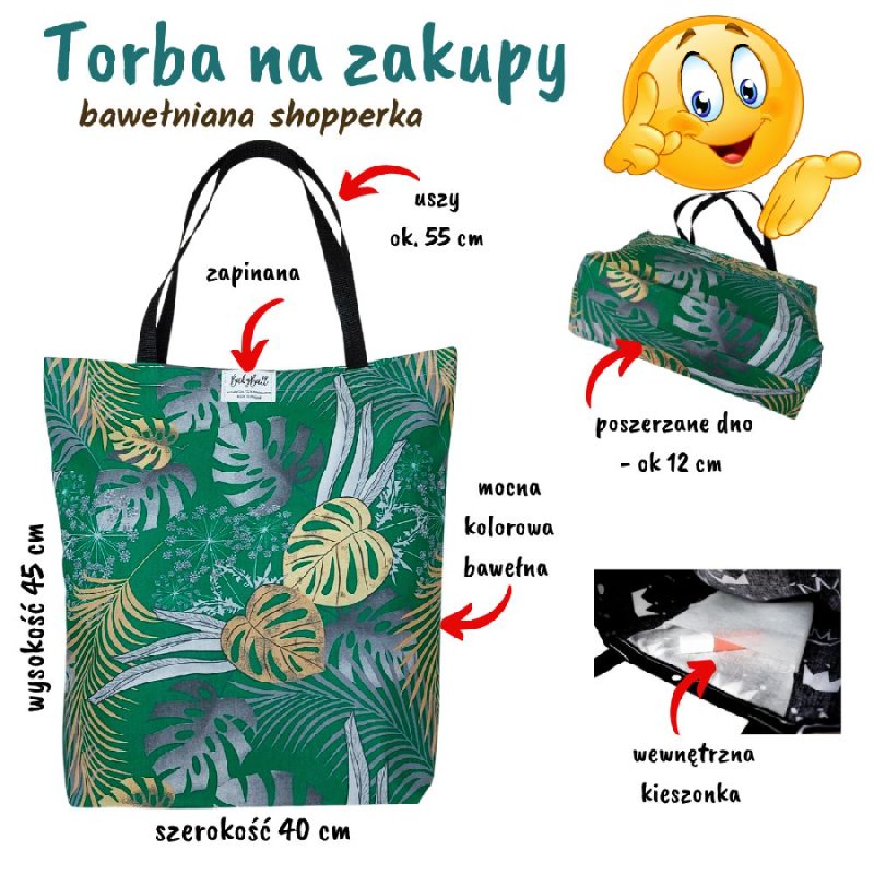 Torba na zakupy, kolorowa, bawełniana, Mostera - 04