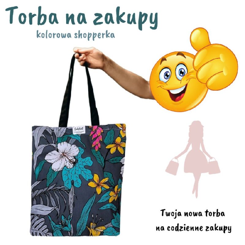 Torba na zakupy, bawełniana, kolorowa Kwiaty