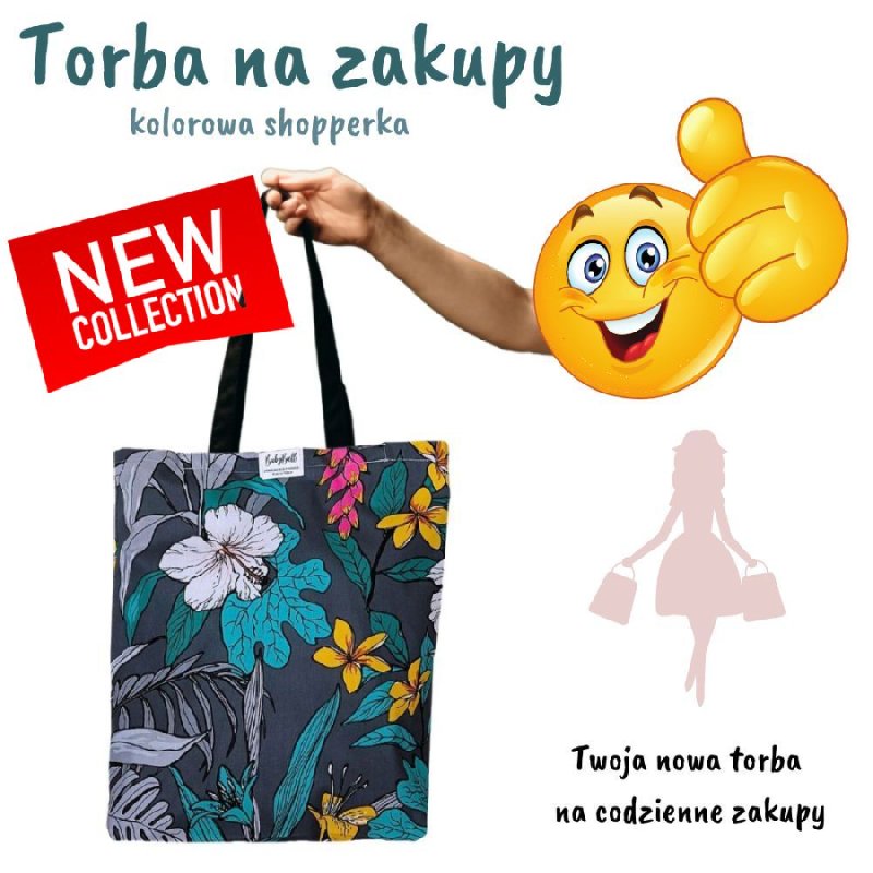 Torba na zakupy, bawełniana, kolorowa Kwiaty - 05