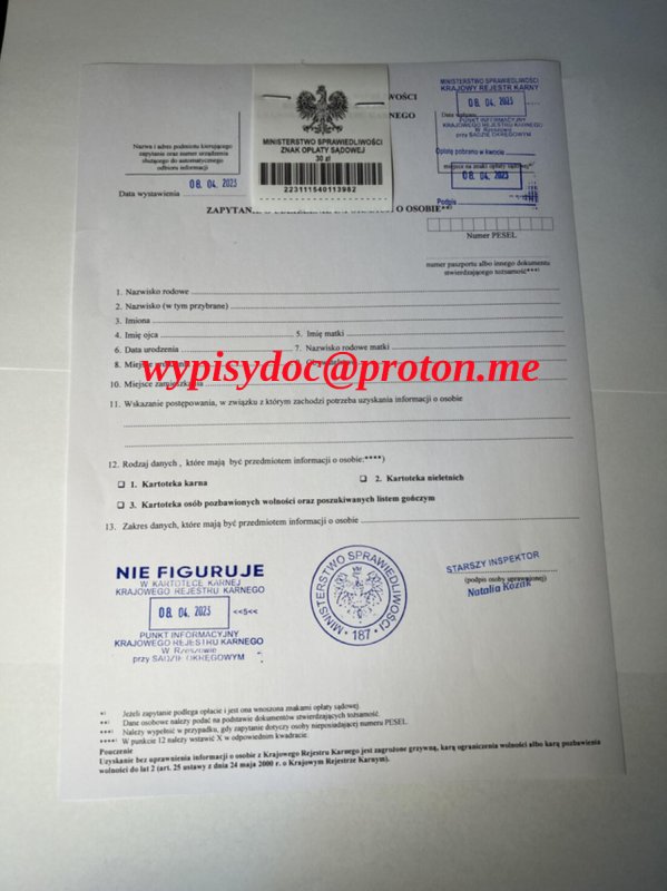 Zaświadczenie O Niekaralności Pełne - 01