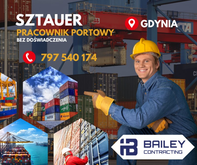 Sztauer pracownik w Porcie Gdyni przeładunki