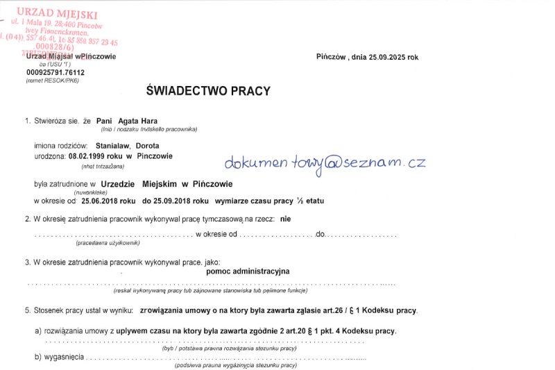 Świadectwo Pracy. Potwierdź Zatrudnienie - 02