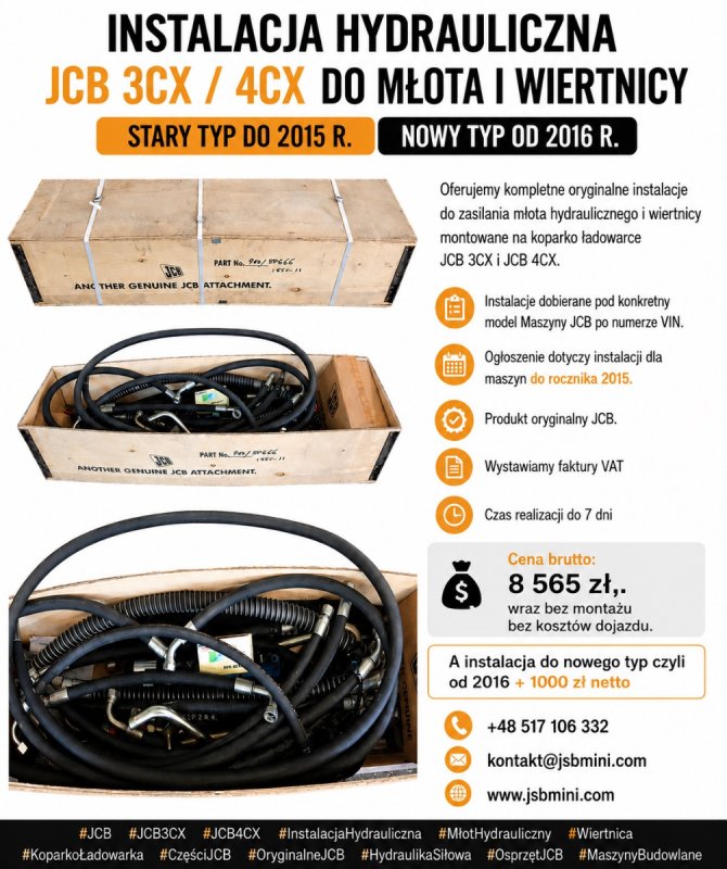 Instalacja hydrauliczna JCB 3CX 4CX