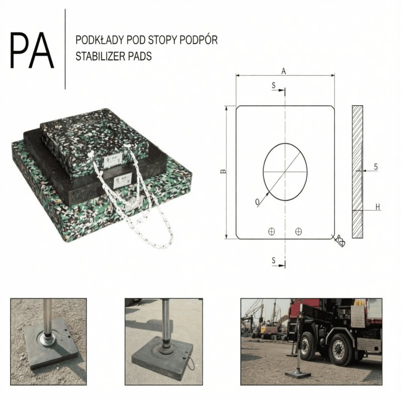 Podkład pod stopy podpór żuraw, dźwig - 01
