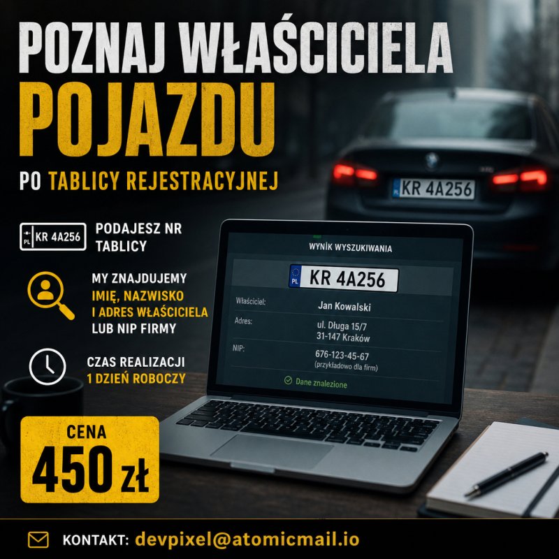 Sprawdź właściciela pojazdu po tablicy