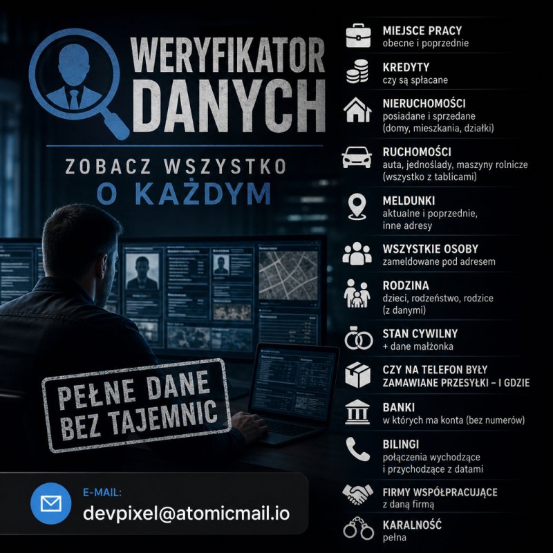 Weryfikator Danych. Zobacz Wszystko O Każdym