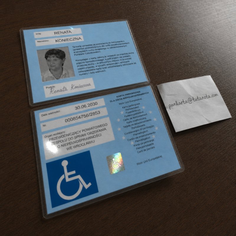 Karta Parkingowa Oryginalny Hologram, Zero Ryzyk