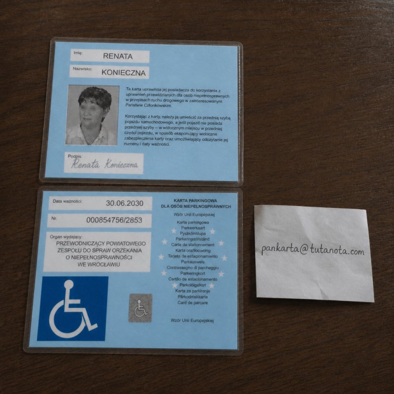 Karta Parkingowa Oryginalny Hologram, Zero Ryzyk - 01